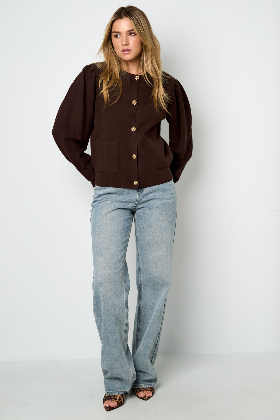 Eloise Closet Viscose Knit Cardigan Casual Solid Color