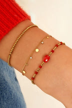 Bracelet simple with rhinestone details Gold Color Stainless Steel