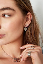Golden Heart Stud Earrings Eloise Closet - Gold Color Copper