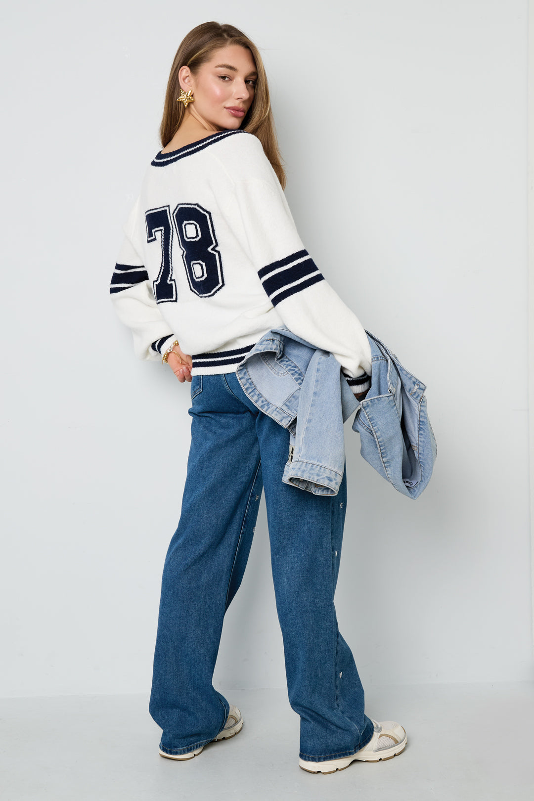 Sport Stripe V-Neck Sweater Eloise Closet