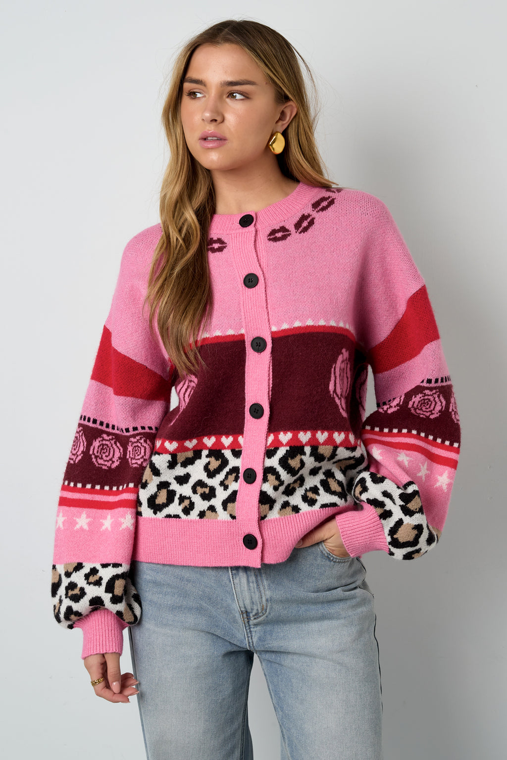 Eloise Closet Floral Print Knit Cardigan