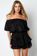 Eloise Closet Off-Shoulder Ruffle Bodysuit Woven Polyester