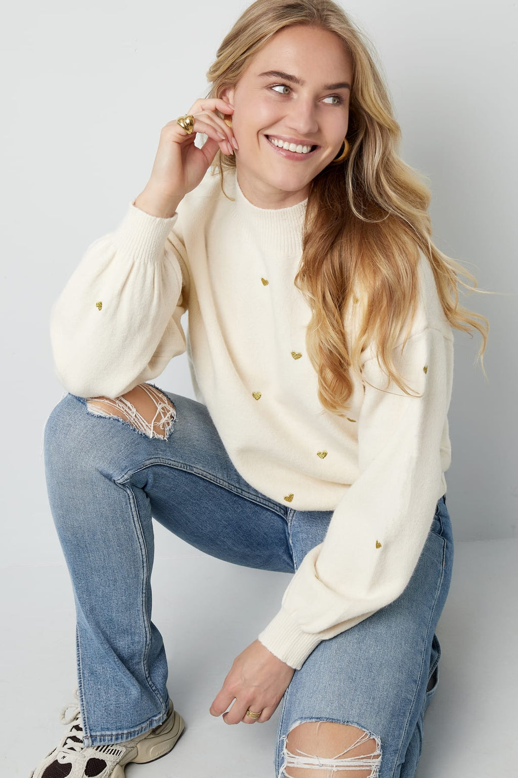 Heart Pattern Knit Sweater Eloise Closet