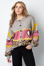 Eloise Closet Oversized Knit Patterned Cardigan Patterned Design