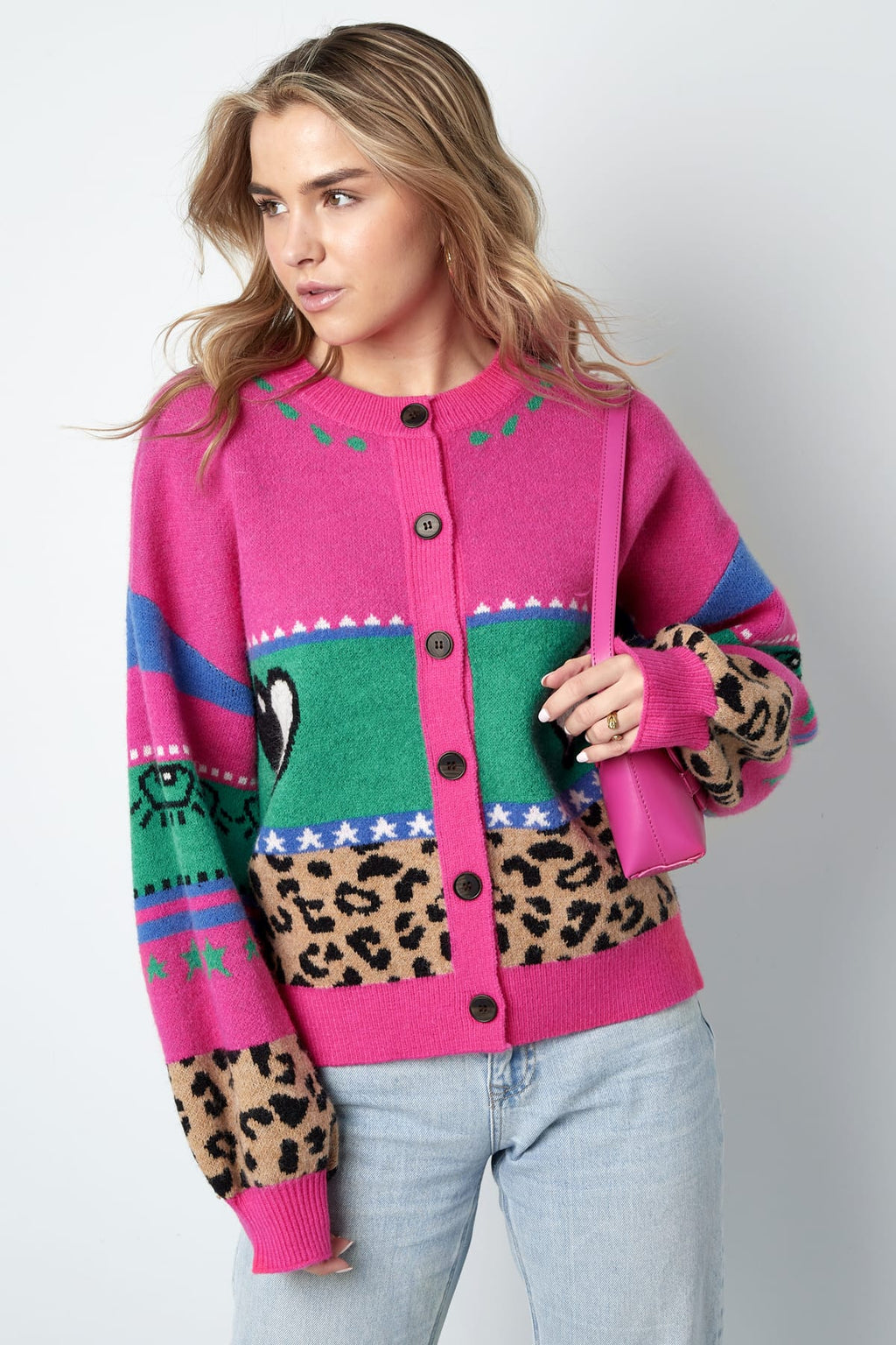 Eloise Closet Oversized Knit Patterned Cardigan Patterned Design