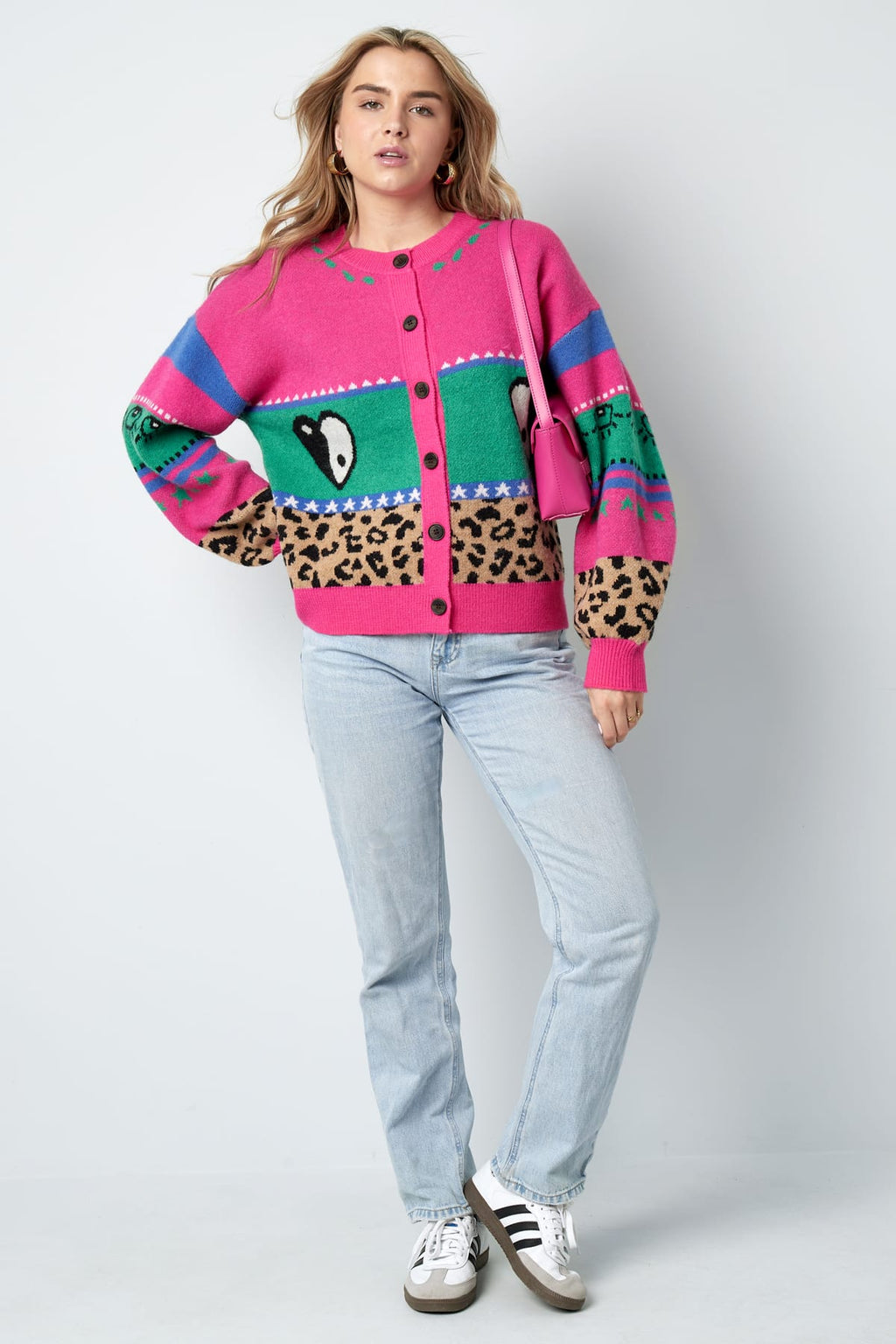 Eloise Closet Oversized Knit Patterned Cardigan Patterned Design