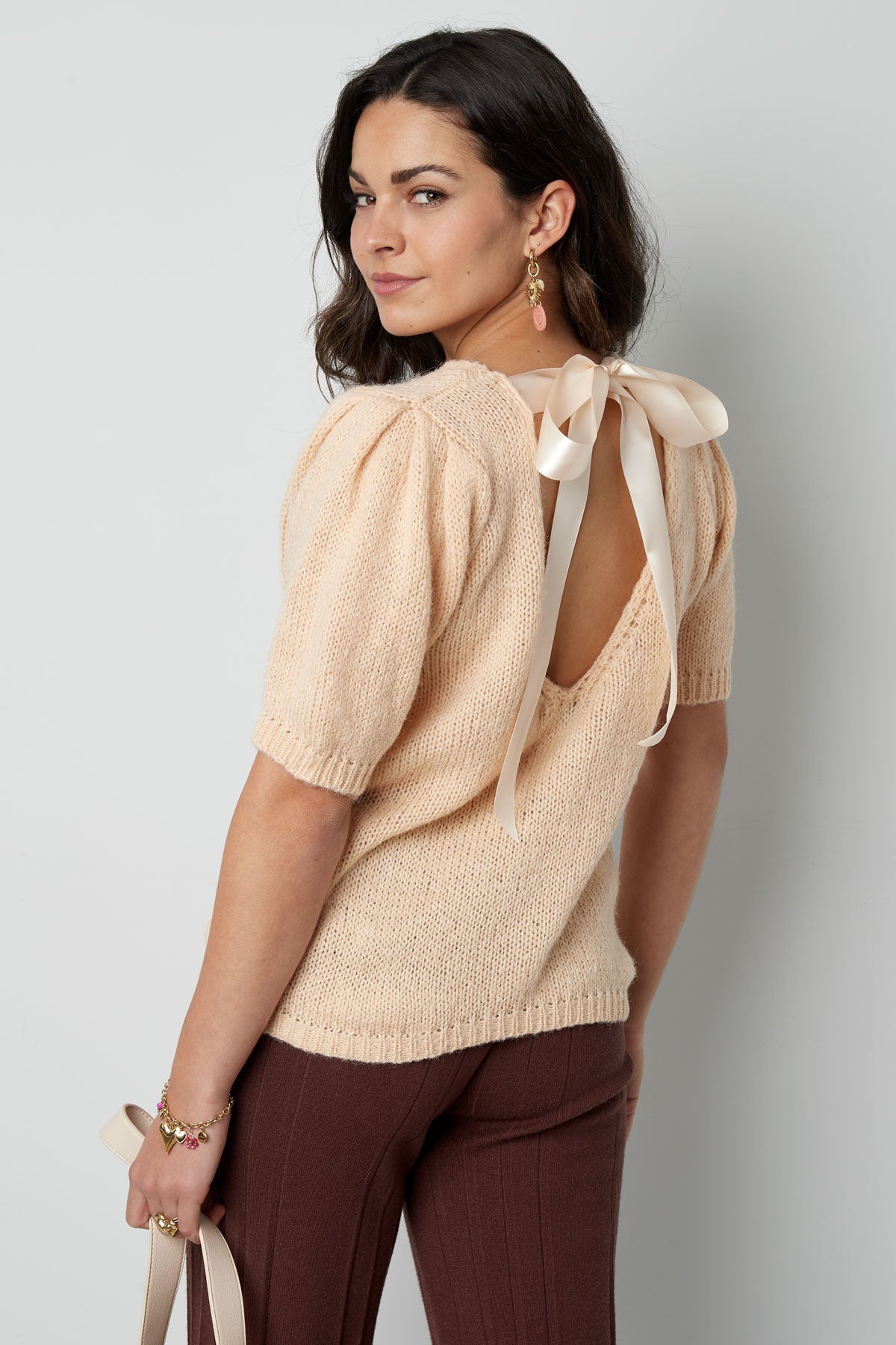 Open Back Tie Short Sleeve Top Eloise Closet