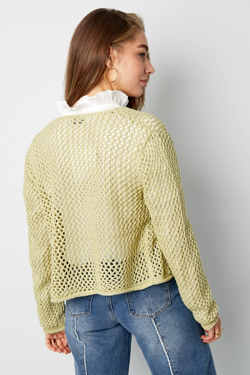 Eloise Closet Crochet Open Front Cardigan