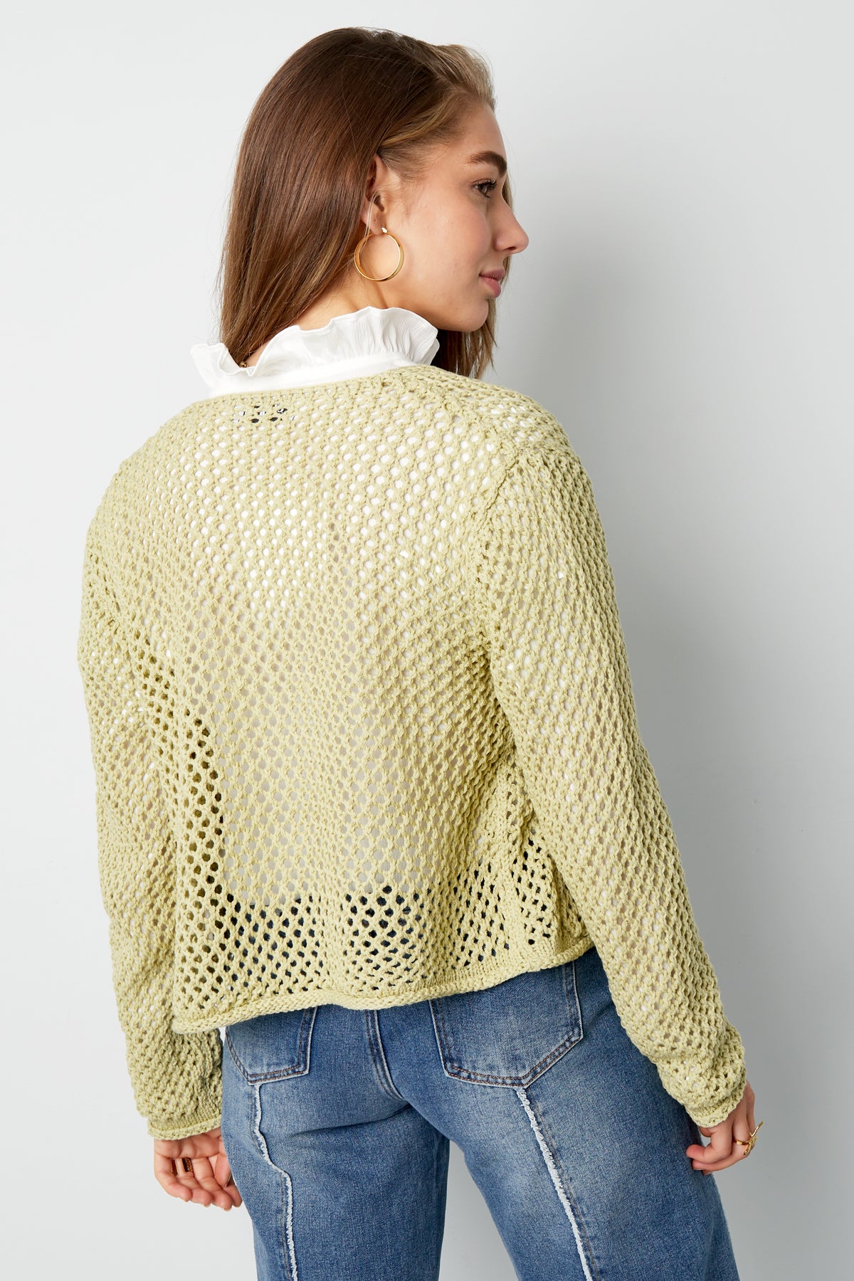 Eloise Closet Crochet Open Front Cardigan