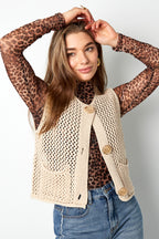 Eloise Closet Openwork Knit Cardigan