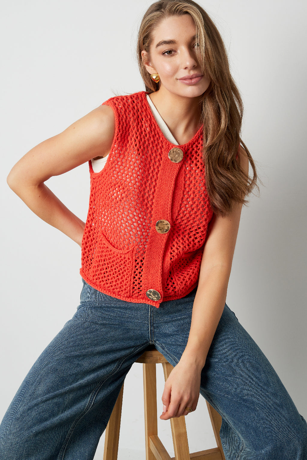 Eloise Closet Openwork Knit Cardigan