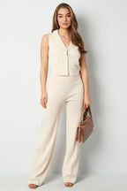 Silky Button V-Neck Top Eloise Closet