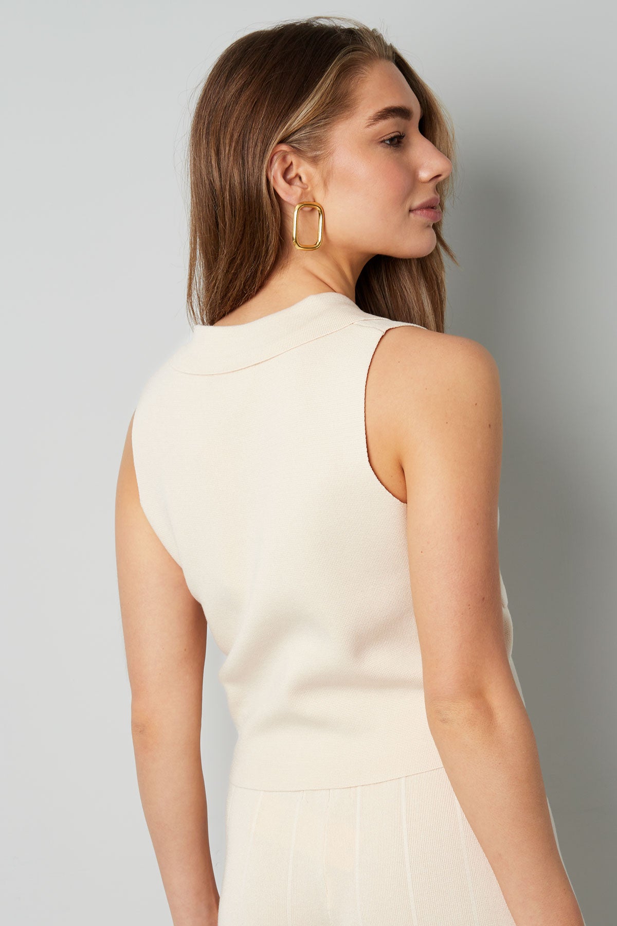 Silky Button V-Neck Top Eloise Closet