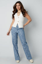 Cotton Woven Straight Leg Pants Casual Floral Print Eloise Closet