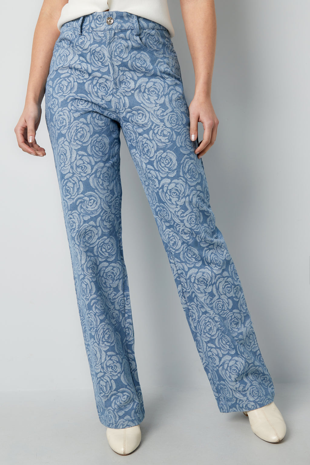 Cotton Woven Straight Leg Pants Casual Floral Print Eloise Closet