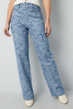Cotton Woven Straight Leg Pants Casual Floral Print Eloise Closet