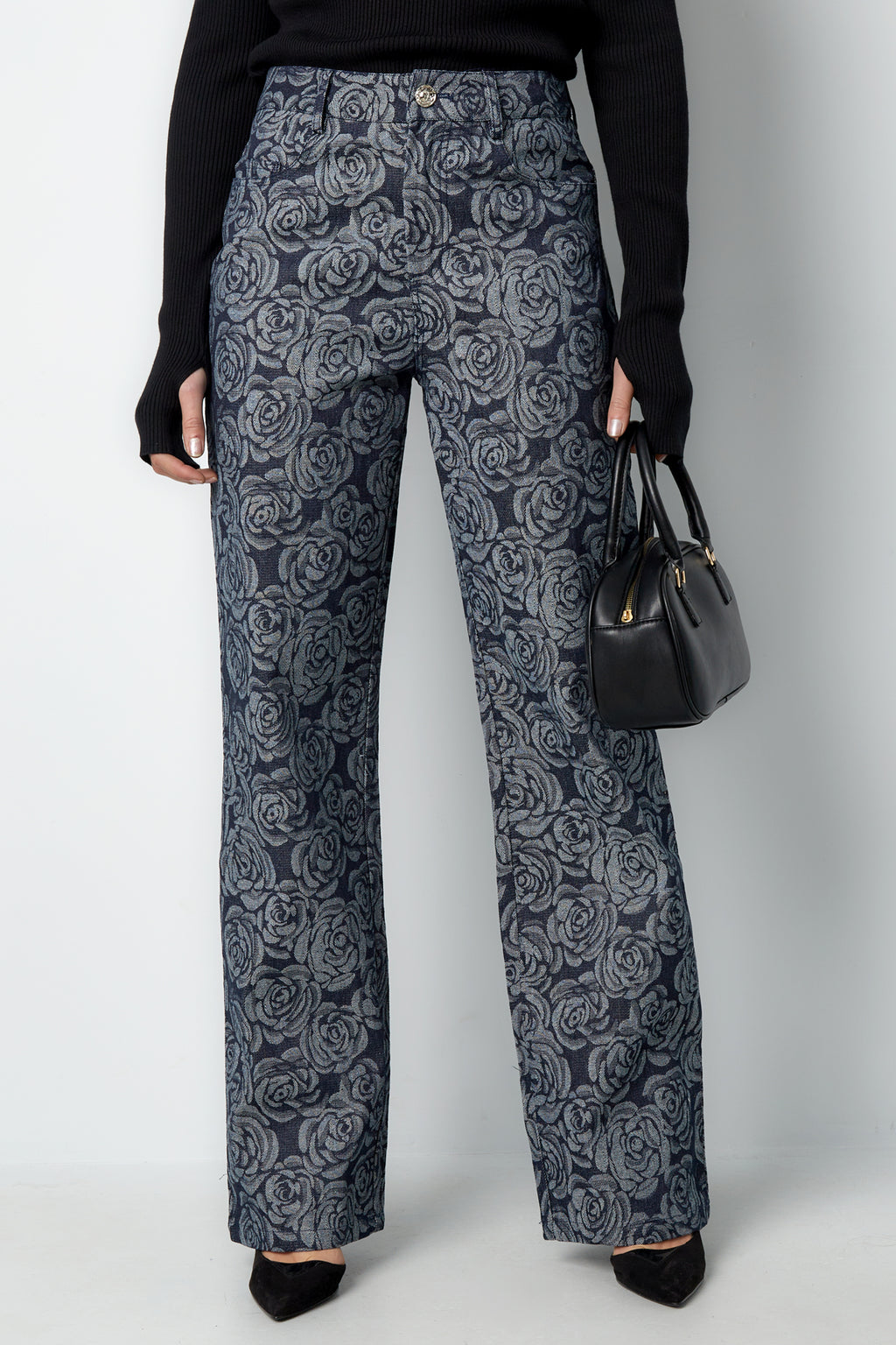 Cotton Woven Straight Leg Pants Casual Floral Print Eloise Closet
