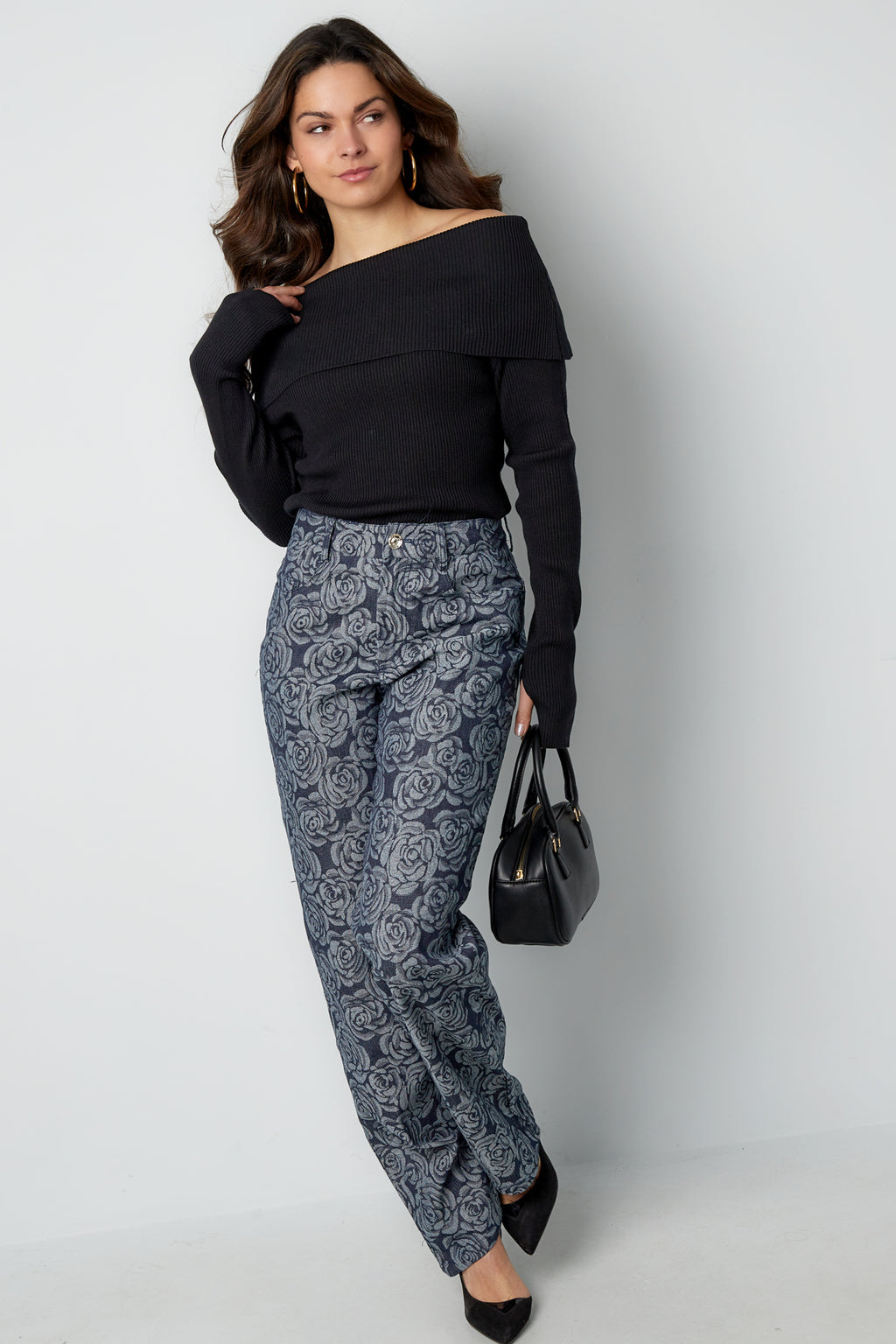 Cotton Woven Straight Leg Pants Casual Floral Print Eloise Closet
