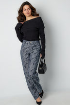 Cotton Woven Straight Leg Pants Casual Floral Print Eloise Closet