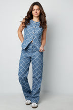Cotton Woven Women's Straight Leg Pants Plaid Casual Eloise Closet