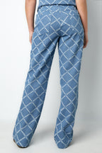 Cotton Woven Women's Straight Leg Pants Plaid Casual Eloise Closet