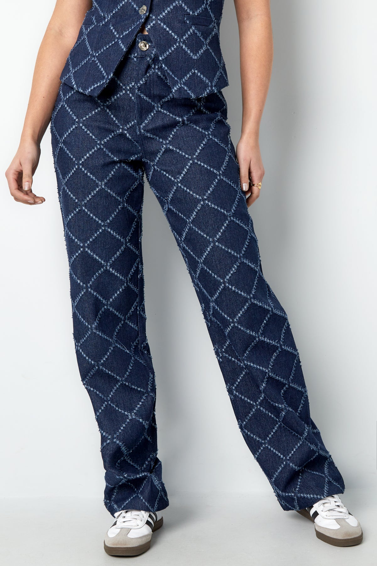 Cotton Woven Women's Straight Leg Pants Plaid Casual Eloise Closet