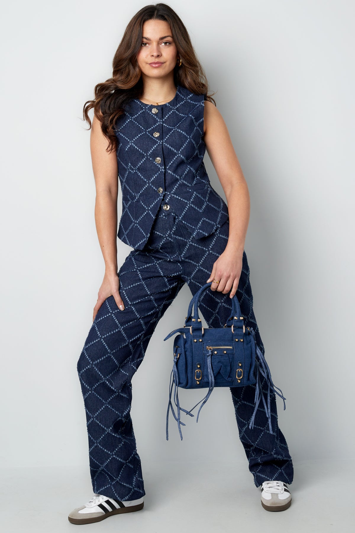 Cotton Woven Women's Straight Leg Pants Plaid Casual Eloise Closet