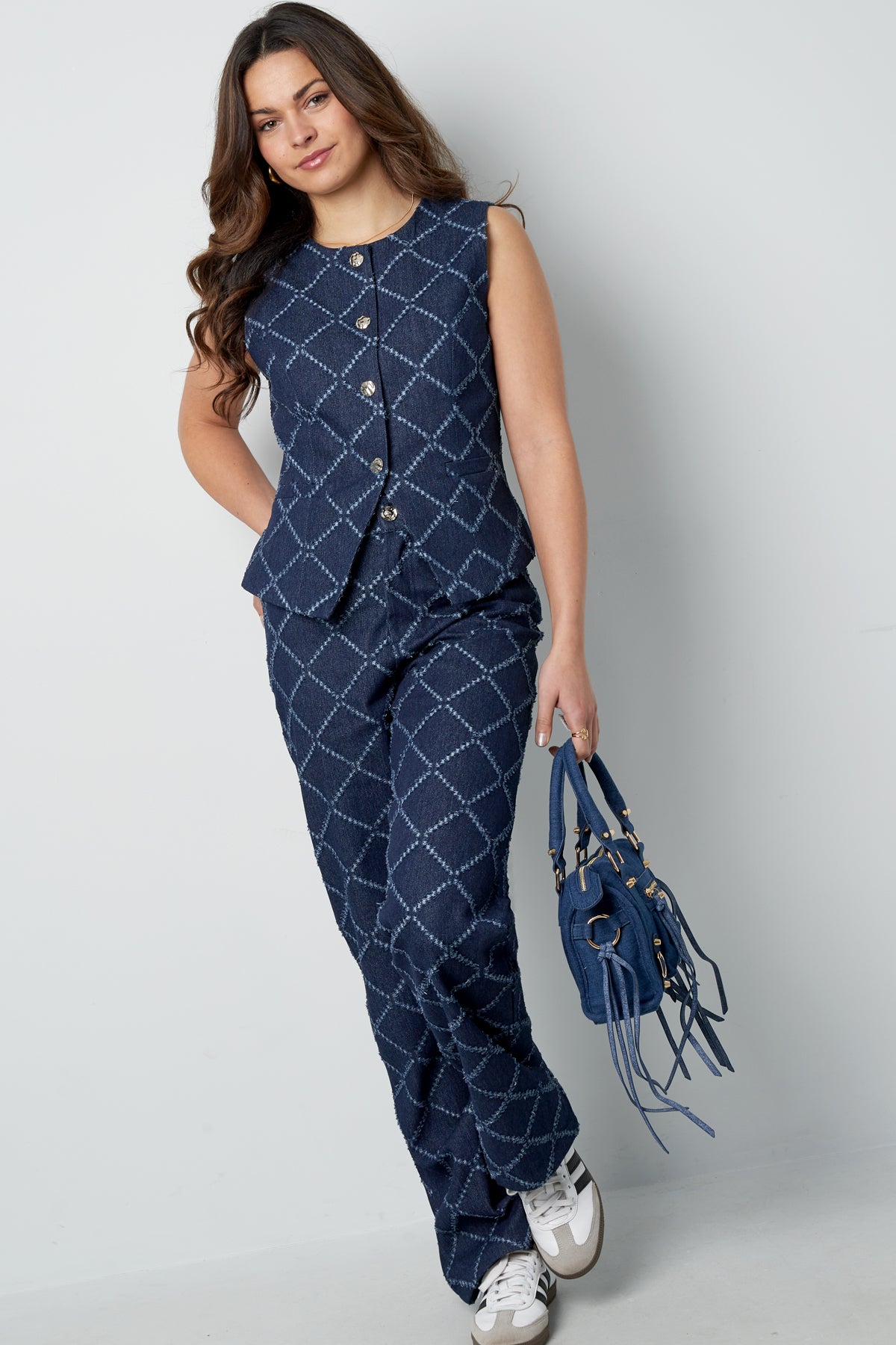Geo Button Sleeveless Top Eloise Closet