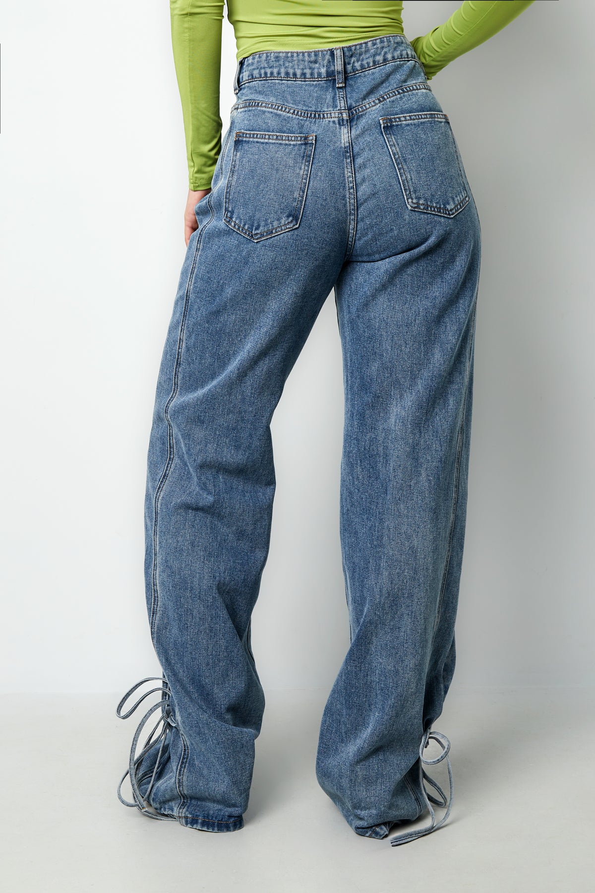 Eloise Closet Straight-Leg Cotton Denim with Knot Detail