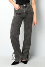 Eloise Closet Straight-Leg Cotton Denim with Knot Detail