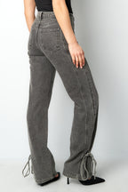 Eloise Closet Straight-Leg Cotton Denim with Knot Detail