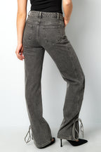 Eloise Closet Straight-Leg Cotton Denim with Knot Detail