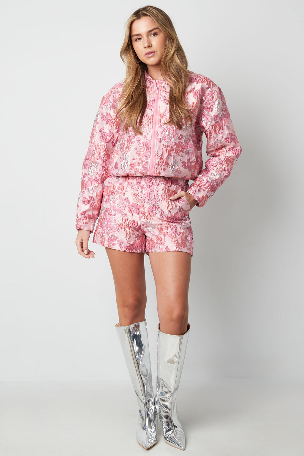 Eloise Closet Elegant Floral Shorts Woven Polyester