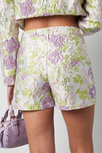 Eloise Closet Elegant Floral Shorts Woven Polyester