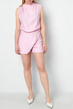 Viscose Women's Mini Dress Asymmetric Draped Design