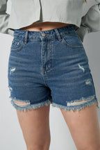 Eloise Closet | Distressed High Waist Denim Shorts