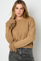 Eloise Closet Fringe Sleeve Cropped Cardigan
