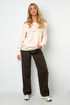 Woven Cotton Women's Straight Leg Pants Leopard Print Fall/Winter