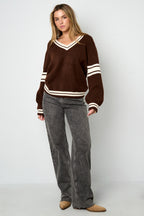Sport Stripe V-Neck Sweater Eloise Closet