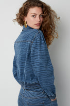 Wild Stripe Cropped Denim Jacket Eloise Closet