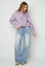 Ruffle Blouse Women – Cotton Striped Casual Eloise Closet