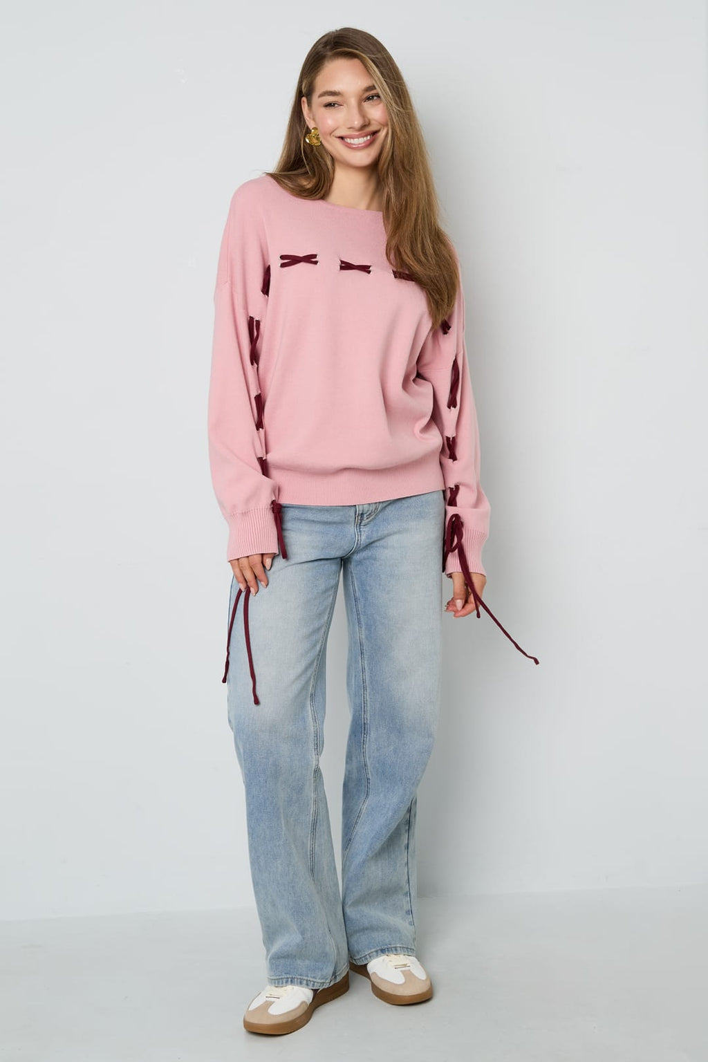 Color Clash Lace-Up Sweater Eloise Closet