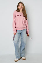 Color Clash Lace-Up Sweater Eloise Closet