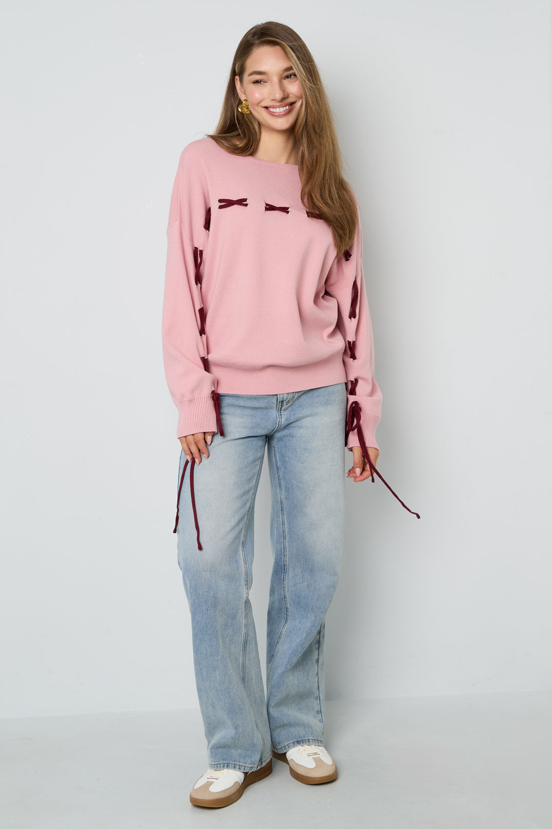 Color Clash Lace-Up Sweater Eloise Closet