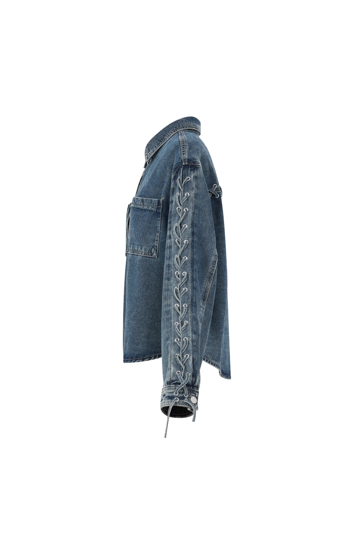 Elosie Closet Cotton Denim Jacket Casual Tie-up Women's
