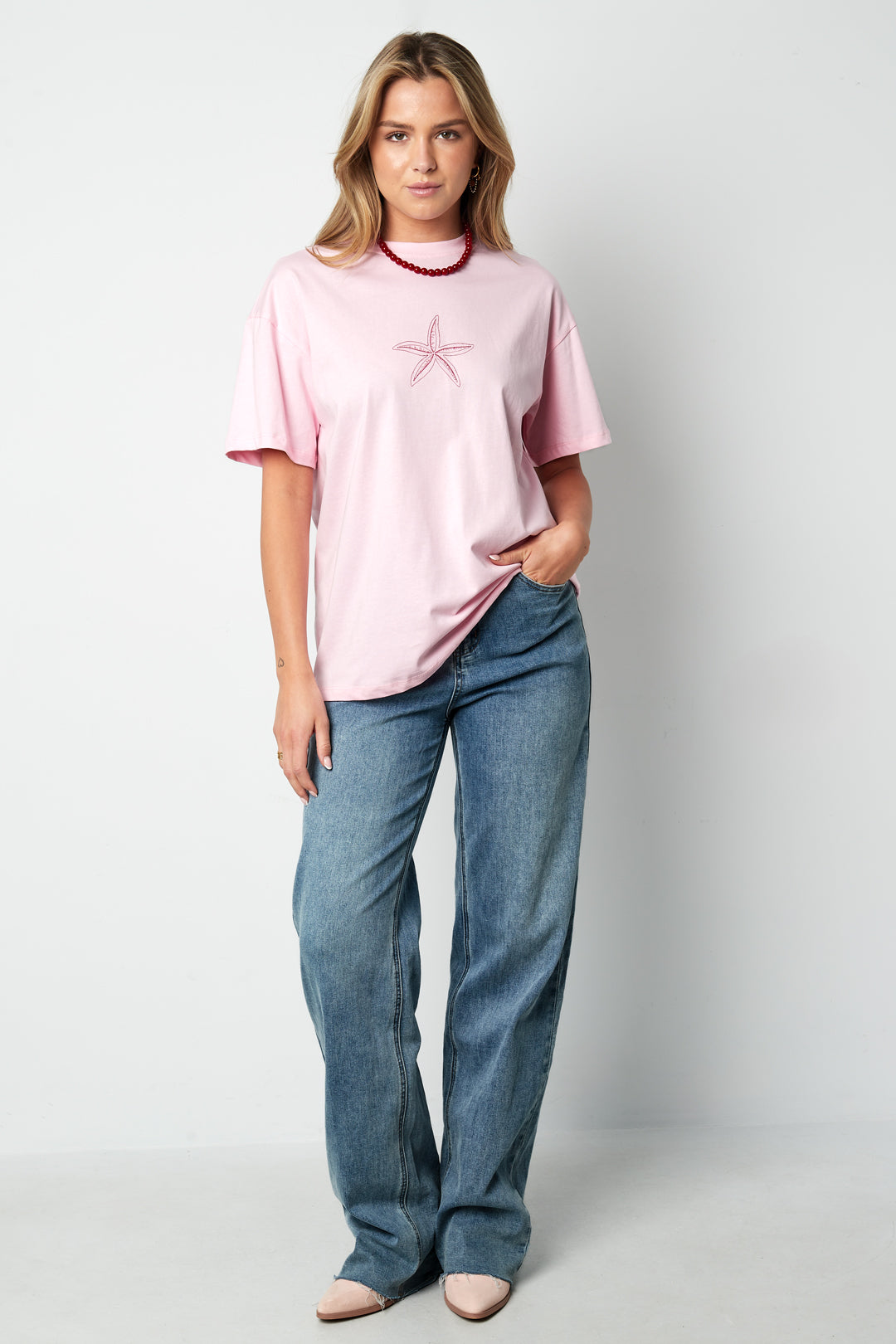 Starfish Embroidered  Cotton T-Shirt Eloise Closet