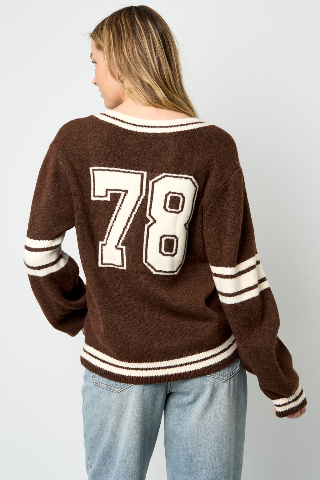 Sport Stripe V-Neck Sweater Eloise Closet