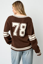 Sport Stripe V-Neck Sweater Eloise Closet