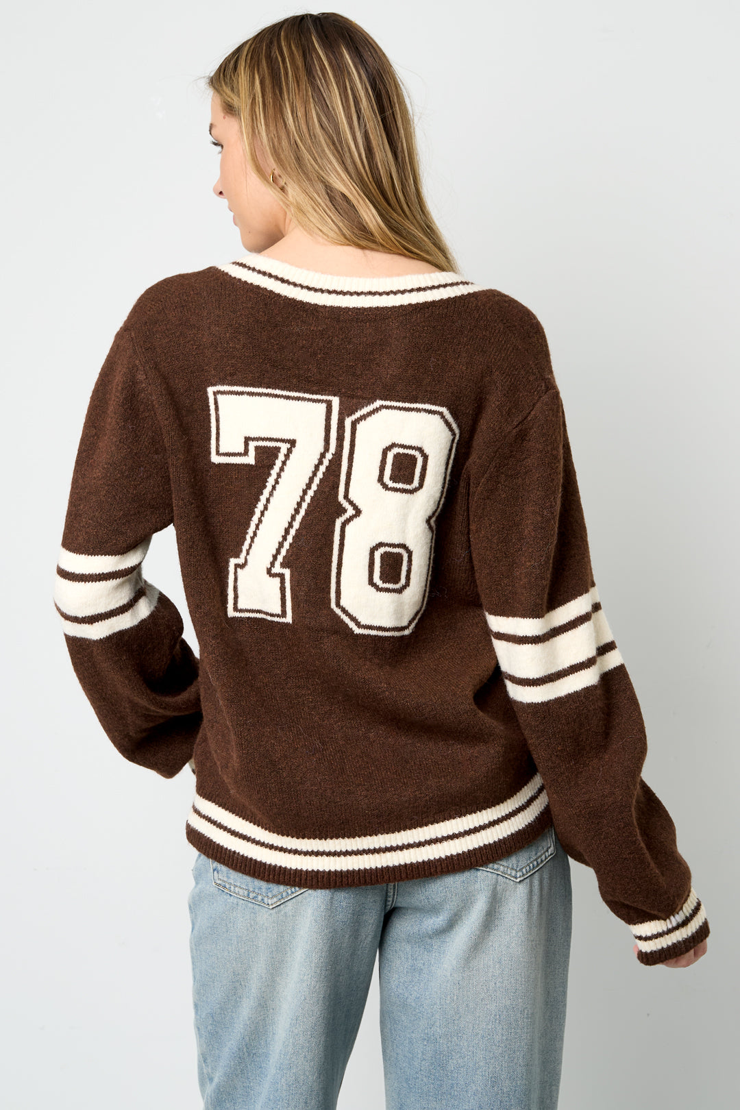 Sport Stripe V-Neck Sweater Eloise Closet