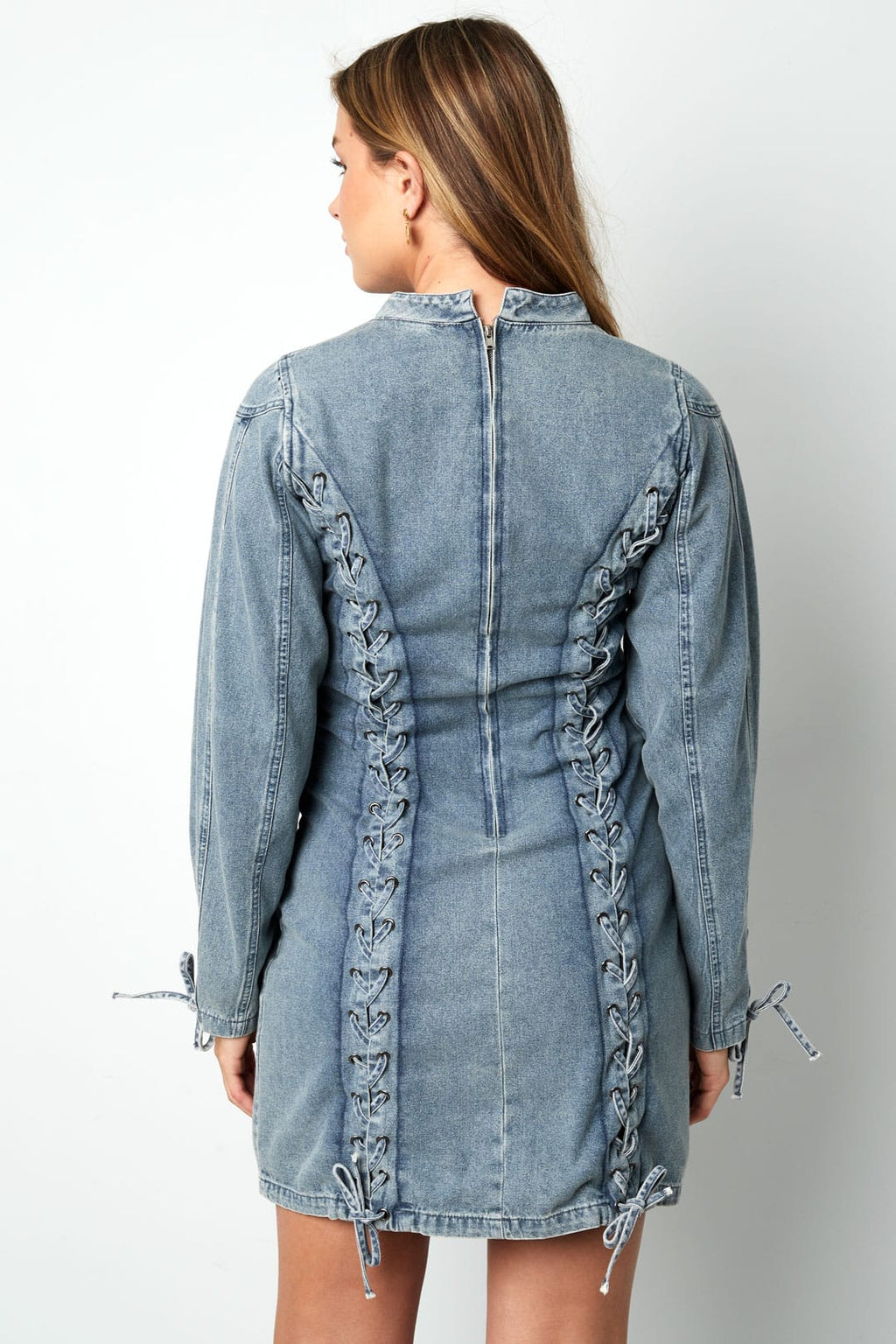 Eloise Closet Dress Elegant Tie-up Cotton Woven Denim